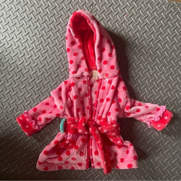 Matilda Jane Wonderment All Clean Fluffy Pink Polka Dot Bath Robe - Picture 3 of 8